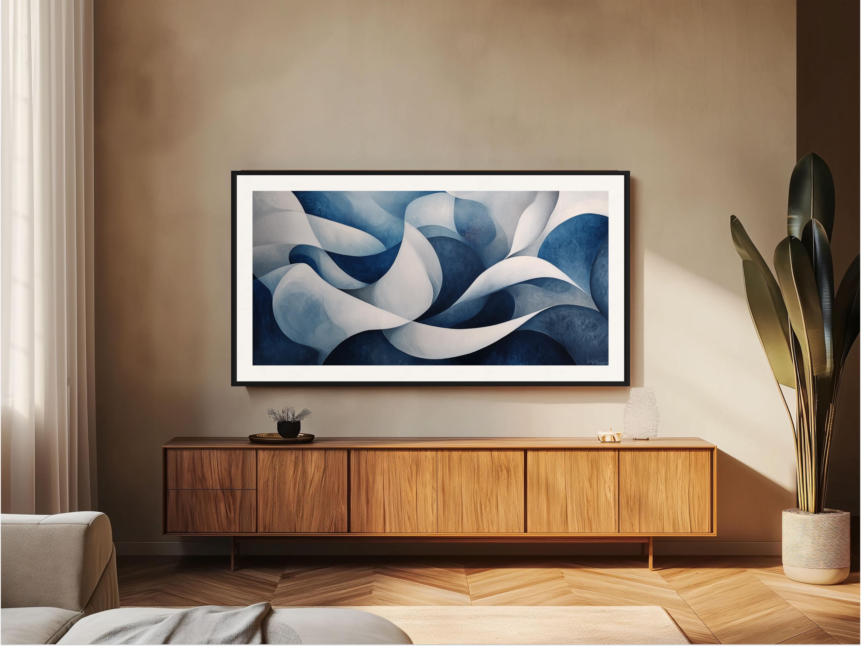 Samsung Frame TV Art | Flowing Winter Serenity - Modern Abstract Artwork