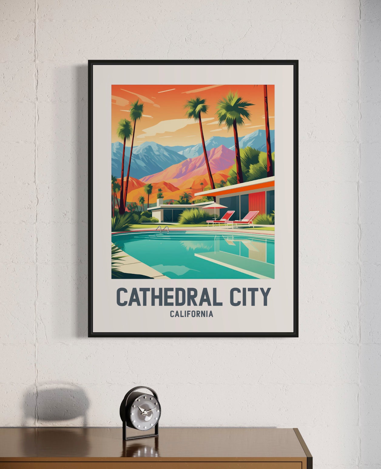 Cathedral City Travel Poster - Vintage Palm Springs, Retro 1950s Travel Print, Vintage California Poster, Mid-Century Modern Wall Art