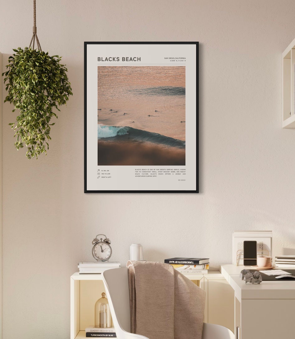Blacks Beach Surf Poster - Surfing Wall Art, Wall Art Prints Surfing Print Beach Decor Coastal Decor Surfer Gift